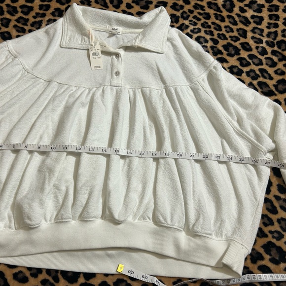 aerie White Long-Sleeve Polo Pullover Sweatshirt - Picture 6 of 11